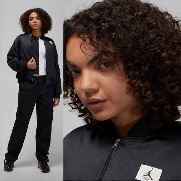 Nike Jordan Flight Renegade Black Bomber Jacket - Picture 2 of 15